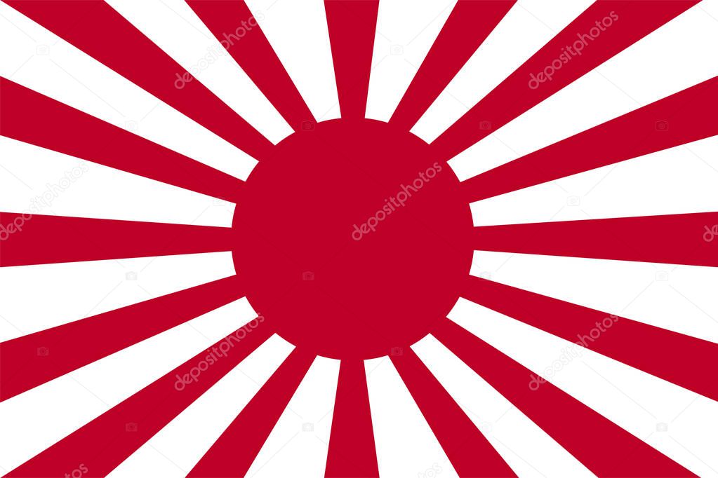 Japanese flag vector. Imperial Japanese Army Flag. Rising Sun symbol.