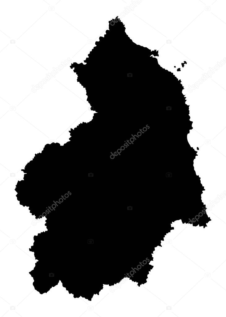 Northumberland vector silhouette map county in North East England.