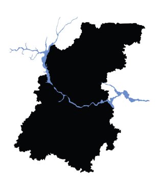Nizhny Novgorod Oblast vektör harita siluet beyaz arka plan izole. Yüksek detaylı siluet illüstrasyon. Rusya oblast harita illüstrasyon. Nizegorodskaya oblast haritası.