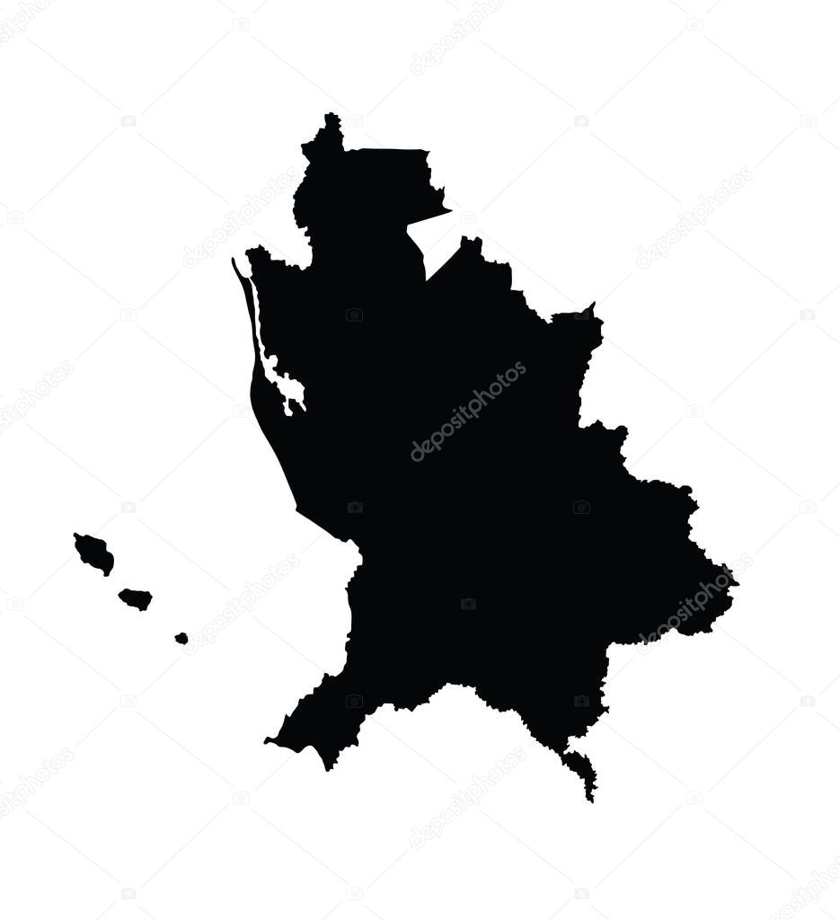 Mexico province map, Nayarit vector map silhouette isolated on white background. High detailed silhouette illustration.