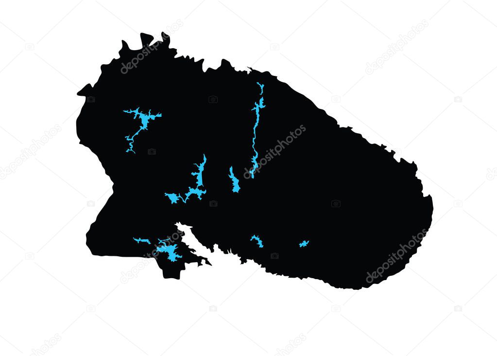 Murmansk oblast vector map silhouette, isolated on white background. High detailed silhouette illustration. Russia oblast map illustration. Murmanskaya oblast.