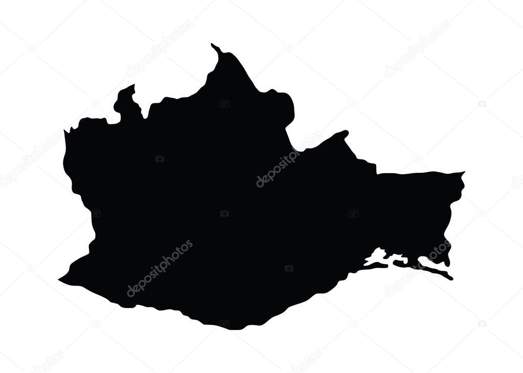 Mexico province map, state Oaxaca vector map isolated on white background. High detailed silhouette illustration. 