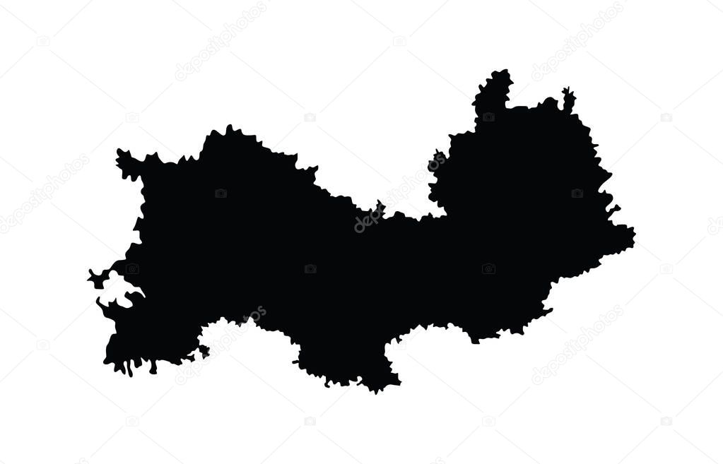 Republic of Mordovia map, vector map isolated on white background. High detailed silhouette illustration. Russia oblast map illustration 