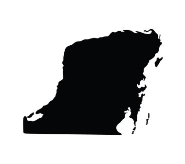 Meksika il haritası, devlet Yucatan Yarımadası vektör haritası siluet beyaz arka plan üzerinde izole. Yüksek detaylı siluet illüstrasyon.