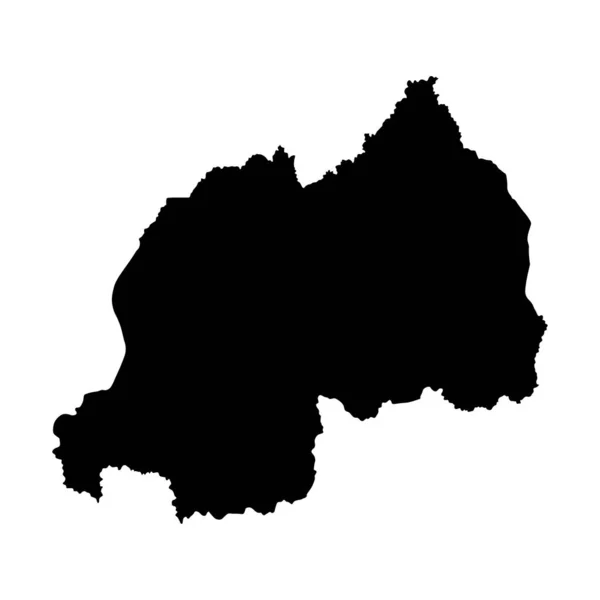 Ruanda Mapa Vectorial Silueta Aislada Sobre Fondo Blanco Alta Ilustración — Vector de stock
