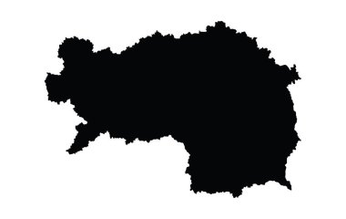 Austria province map, state Styria or Steiermark vector map silhouette isolated on white background. High detailed silhouette illustration. clipart