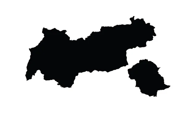 Avusturya Haritası Beyaz Arka Plan Üzerinde Izole Devlet Tirol Vektör — Stok Vektör