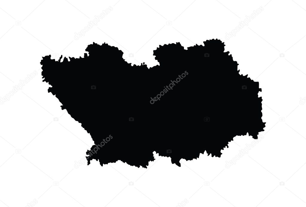 Penza Oblast vector map silhouette isolated on white background. High detailed silhouette illustration. Russia oblast map illustration
