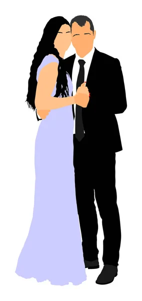 Sposo Sposa Giorno Del Matrimonio Abito Vestito Vettoriale Illustrazione Giovane — Vettoriale Stock