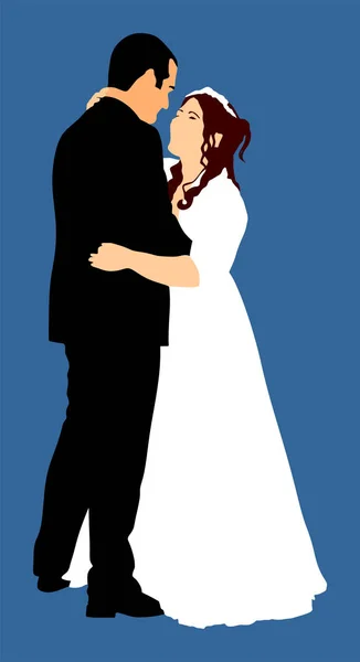 Mariage Marié Marié Robe Costume Vectoriel Illustration Jeune Couple Amoureux — Image vectorielle