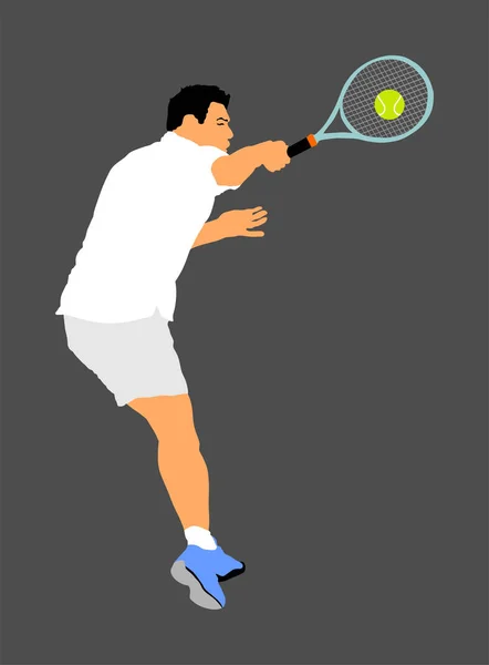 Man Tennisspeler Vector Illustratie Geïsoleerd Grijze Achtergrond Sport Tennis Competitie — Stockvector