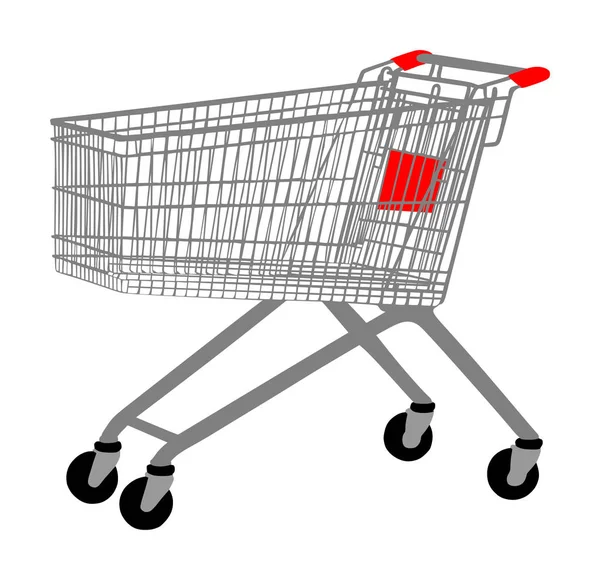 Empty Shopping Cart Vector Illustration Isolated White Background Metal Market — Stock Vector