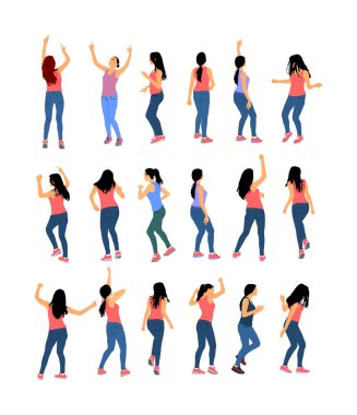 Parti dansçı yakışıklı kız vektör illüstrasyon. Gece hayatı parti dansı. Disko kulübü etkinliği. Doğum günü kutlaması. Genç, iyi ruh halinde. Eğlenceli eğlence. Müzikten zevk alan genç bir kadın. Dj clubbing.