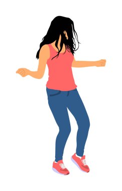 Parti dansçı yakışıklı kız vektör illüstrasyon. Gece hayatı parti dansı. Disko kulübü etkinliği. Doğum günü kutlaması. Genç, iyi ruh halinde. Eğlenceli eğlence. Müzikten zevk alan genç bir kadın. Dj clubbing.