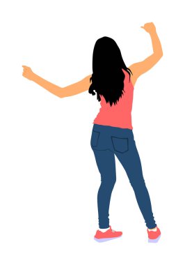 Parti dansçı yakışıklı kız vektör illüstrasyon. Gece hayatı parti dansı. Disko kulübü etkinliği. Doğum günü kutlaması. Genç, iyi ruh halinde. Eğlenceli eğlence. Müzikten zevk alan genç bir kadın. Dj clubbing.