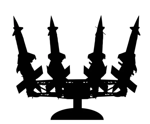 Illustration Silhouette Vectorielle Lance Roquettes Artillerie Plateforme Porte Fusée Avec — Image vectorielle