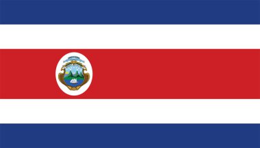 Costa Rica vector flag with coat of arms. Central America country. Costa Rica flag vector and national coat of arms. clipart