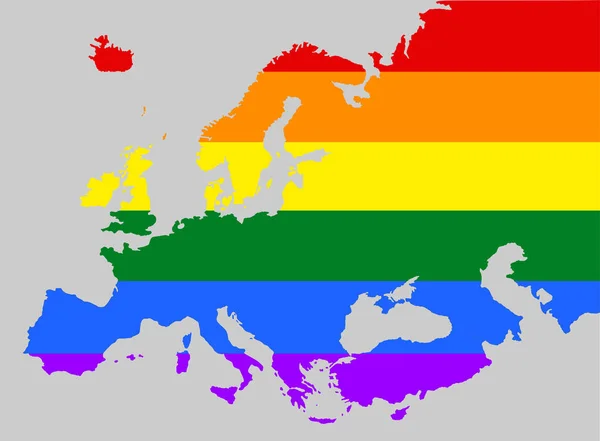 Европа Гордится Гей Векторной Картой Цветами Радужного Флага Карту Союза — стоковый вектор