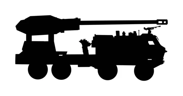Haubitze Artillerie Trägerrakete Vektor Silhouette Illustration Raketenträger Mit Kanone Atombombentest — Stockvektor