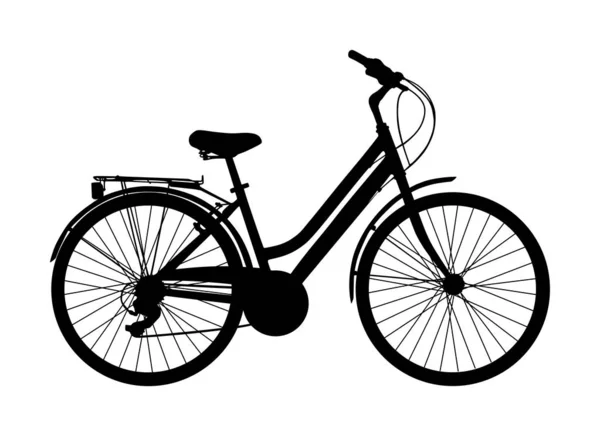 Fahrradvektorsilhouette Isoliert Auf Weißem Hintergrund Familienfahrrad Retro Fahrzeug Elektrofahrrad Für — Stockvektor