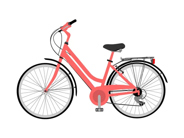 Жіночий Рожевий Велосипед Векторні Ілюстрації Ізольовані Білому Тлі Леді Велосипед — стоковий вектор