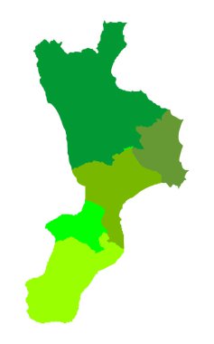 Calabria harita vektör silueti çizimi beyaz arkaplanda izole edildi. İtalya 'nın ayrı eyaletleri ile Calabria sembol.