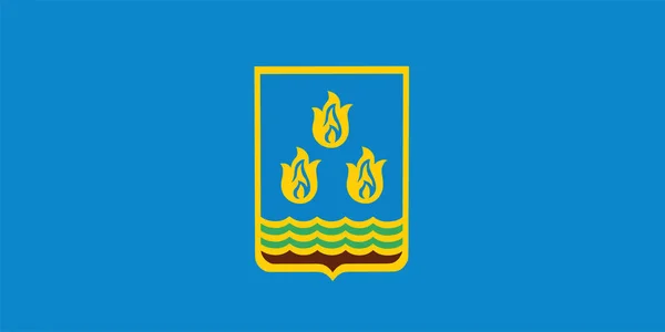 City Baku Flag Vector Coat Arms Baku Town Azerbaijan — Stock Vector