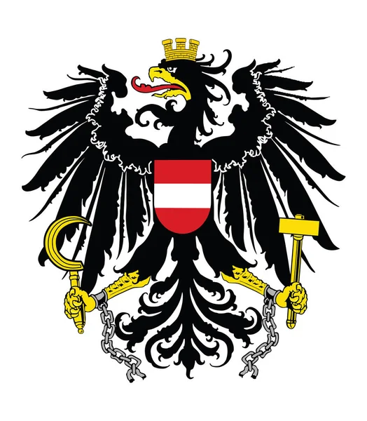 Avusturya 'dan Heraldry Eagle arması beyaz arka planda izole edilmiş silah vektör illüstrasyonu. Avusturya ulusal sembolü, bayrağın amblemi.