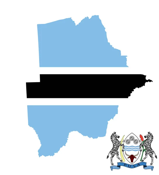 Botswana Map Flag Vector Silhouette Illustration Isoliert Auf Weißem Hintergrund — Stockvektor