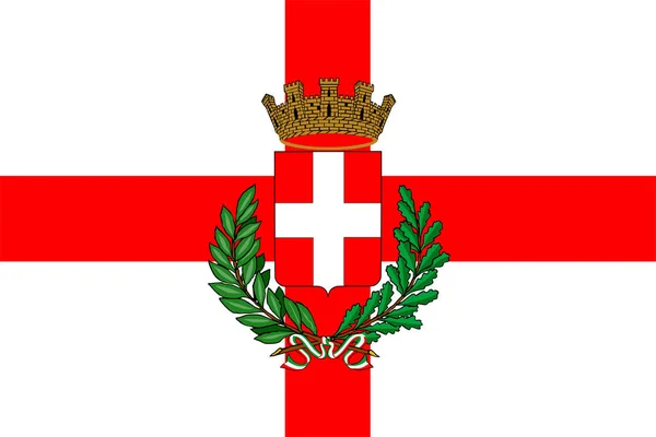 Флаг Милана Векторная Иллюстрация Символ Города Италии Столицы Ломбардии — стоковый вектор