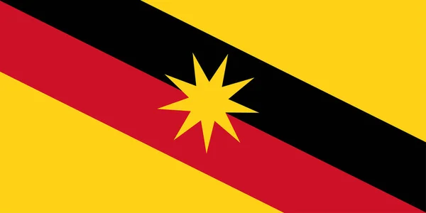 Vlag Van Deelstaat Sarawak Federaal Grondgebied Van Maleisië Vectorillustratie — Stockvector