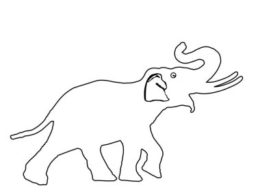 Fil çizgisi çizimi, beyaz arka planda izole edilmiş vektör çizgisi. Fil erkek vektörü. Afrika hayvanı, kaçak avcı alarmı. Safari cazibesi.