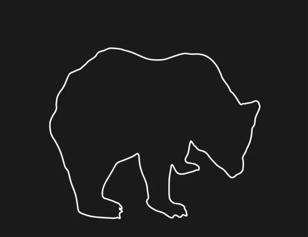 Bear Vector Line Contour Illustration Isolated Black Background Grizzly Symbol — Stock Vector