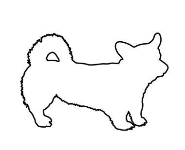 Galli Corgi Cardigan köpek çizgisi çizgisi çizimi izole edildi. Köpeğe dikkat et. İnsanın en iyi dostu. Sevimli hayvan.
