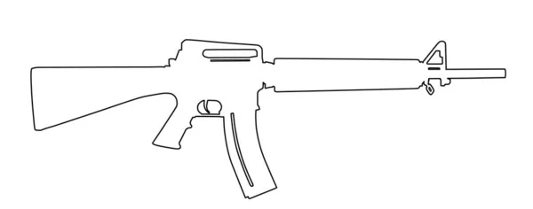 Silueta Contorno Línea Vectorial Rifle Aislada Sobre Fondo Blanco Símbolo — Archivo Imágenes Vectoriales