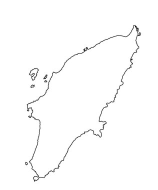 Yunanistan 'daki Rodos adası vektör çizgisi beyaz arka planda izole edilmiş. Yüksek detaylı siluet çizimi. Yunan cennet adası.