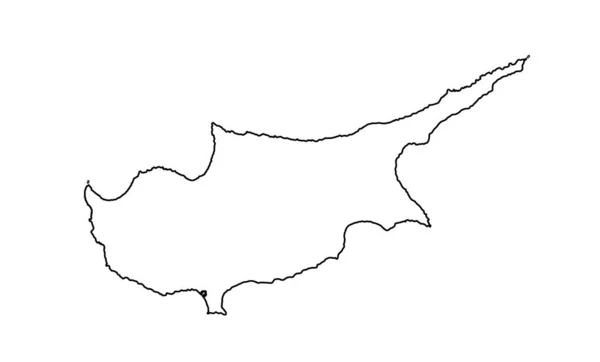 Cipro Mappa Linea Vettoriale Sagoma Contorno Isolato Sfondo Bianco Mappa — Vettoriale Stock