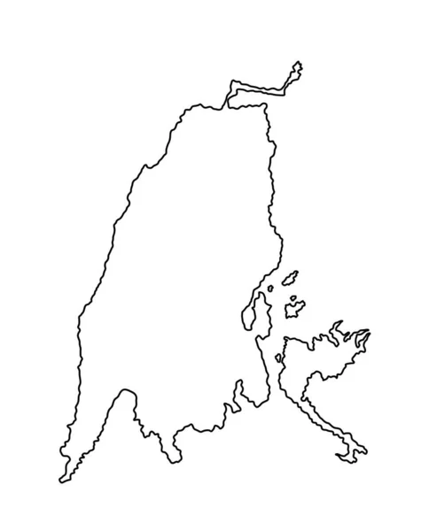 Ostrov Lefkada Řecku Vektorová Mapa Linie Obrys Silueta Izolované Bílém — Stockový vektor