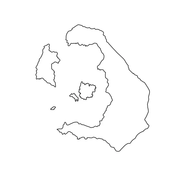 サントリーニ島のギリシャ語の地図線の輪郭は ベクトルの白い背景に隔離された キクラデス諸島のシンボルのイオニア島 ギリシャ領 — ストックベクタ
