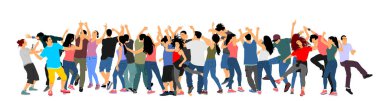 Parti dansçıları, kızlar ve erkekler vektör çizimleri izole edildi. Gece hayatı parti konsepti ve ekip dansı. Disko kulübü etkinliği. Doğum günü kutlaması. Gençlerin keyfi yerinde. Eğlence ve eğlence.