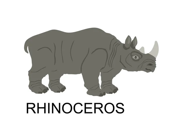 Illustration Vectorielle Rhinocéros Isolée Sur Fond Blanc Rhino Animal Afrique — Image vectorielle