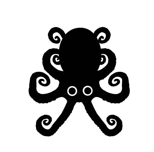 在白色背景上孤立的章鱼矢量轮廓图解 水下深看动物的象征 — 图库矢量图片
