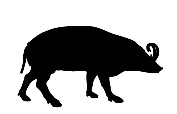 Babirusa Vector Silhouette Illustration Isolated White Background Deer Pig Animal — Stock Vector