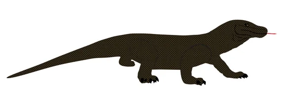 Illustration Vectorielle Dragon Komodo Isolée Sur Fond Blanc Varanus Komodoensis — Image vectorielle