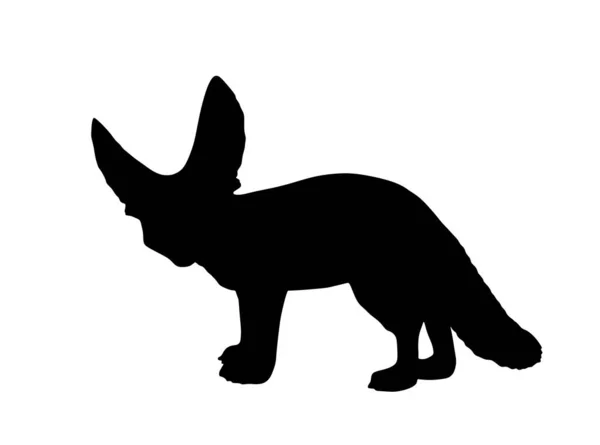 Fennec Fox Vector Silhouette Illustration Isolated White Background Desert Fox — Stock Vector
