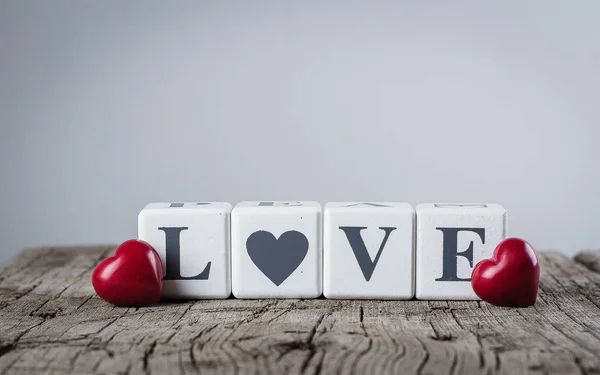 Concepto Tarjeta San Valentín Idea Creativa Mensaje Amor Escrito Bloques — Foto de Stock