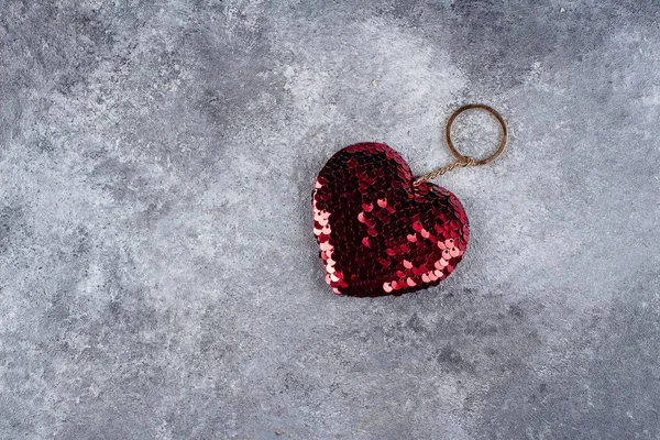 Valentine Den Pozadí Červeným Srdcem Pohled Shora Kopie Prostor — Stock fotografie