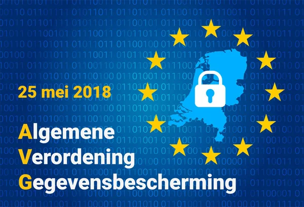 Avg Holland Szöveg Angol Fordítása Gdpr Általános Adatvédelmi Rendeletben Vektoros — Stock Vector