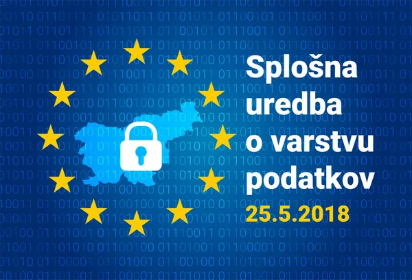 Slowenischer Text Englische Übersetzung Gdpr Allgemeine Datenschutzbestimmungen Vektorillustration — Stockvektor