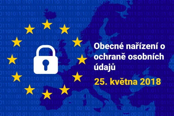 Cseh Szövegekben Angol Fordítás Gdpr Általános Adatvédelmi Rendeletben Vektoros Illusztráció — Stock Vector